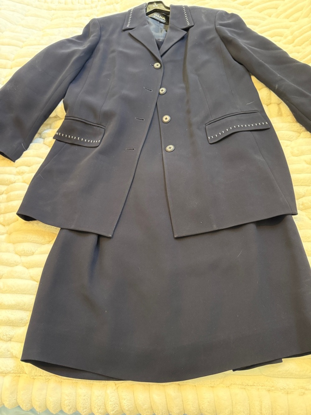 Dana Buchman Navy dress and jacket Suit with beautiful stitching